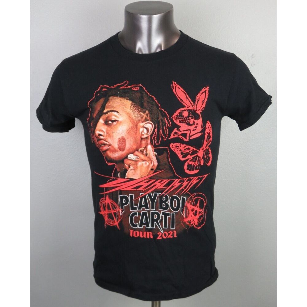 2021 Playboi Carti Narcissist Tour Boot Graphic Rap T Shirt 2 Sided Mens Small S